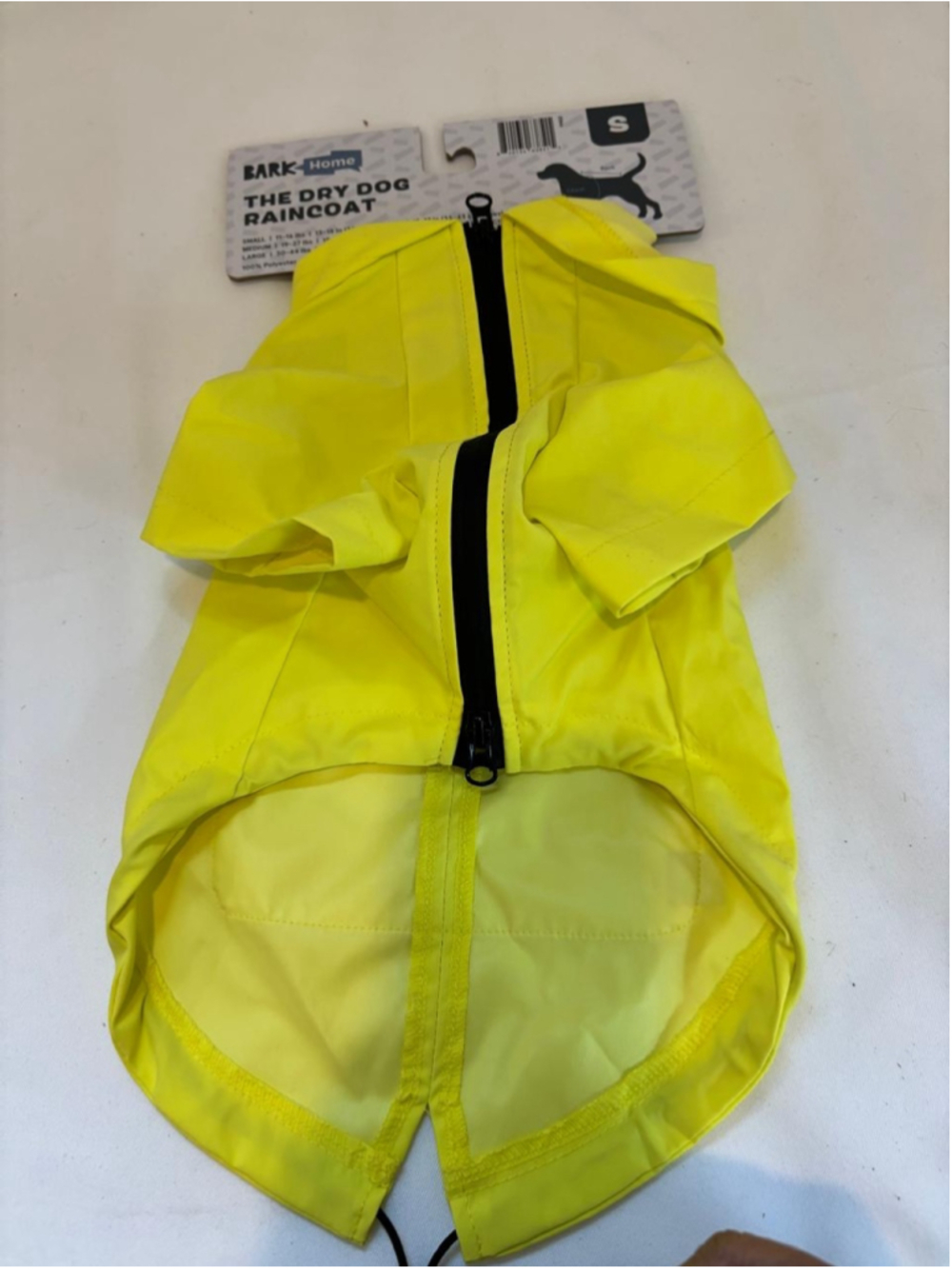 Bark Home NWT The Dry Dog Raincoat Yellow Waterproof Jacket Size Small #C151
